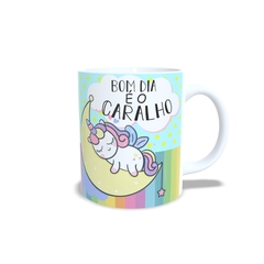 Caneca Unicórnio Bom Dia 325ml em cerâmica Orathea - Personalize Canecas Azulejos e mais | Orathea Presentes