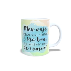 Caneca Urso Panda Meu Anjo a Dieta 325ml em cerâmica Orathea - Personalize Canecas Azulejos e mais | Orathea Presentes