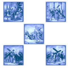 Kit de 15 Quadros Via Sacra em azulejo decorativo Estilo Português vários tamanhos Orathea - comprar online