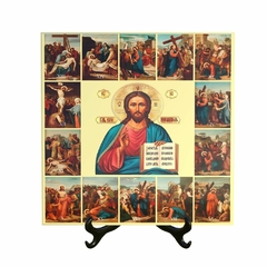 Quadro Azulejo Via Sacra Religioso com suporte Orathea