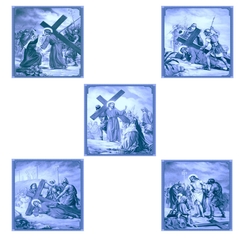 Kit de 15 Quadros Via Sacra em azulejo decorativo Estilo Português vários tamanhos Orathea na internet