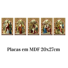 Kit 15 Quadros Via Sacra em Placa de Mdf 20x27cm Orathea - comprar online