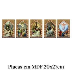 Kit 15 Quadros Via Sacra em Placa de Mdf 20x27cm Orathea - loja online