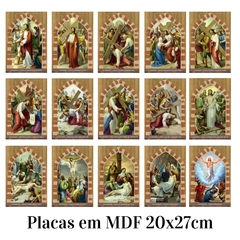 Kit 15 Quadros Via Sacra em Placa de Mdf 20x27cm Orathea na internet