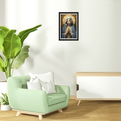 Quadro Religioso Virgem Maria 21x30cm Moldura Preta marca Orathea - loja online