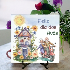 Quadro Azulejo Dia dos Avós com suporte Orathea - Personalize Canecas Azulejos e mais | Orathea Presentes