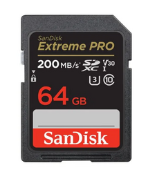 CARTÃO SANDISK SD EXTREME PRO 64GB 200MB/S 4K UHD