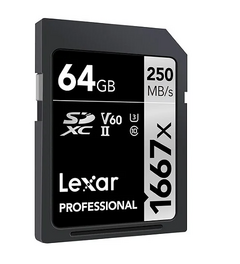 CARTÃO LEXAR SD 64GB 250MB/S V60 4K SILVER - comprar online