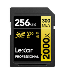 CARTÃO LEXAR SD 256GB 300MB/S V90 8K GOLD