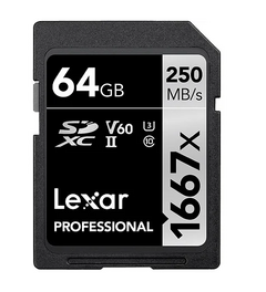 CARTÃO LEXAR SD 64GB 250MB/S V60 4K SILVER