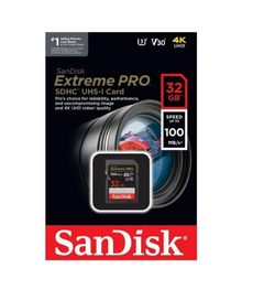 CARTÃO SANDISK SD EXTREME PRO 32GB 100MB/S 4K UHD - comprar online