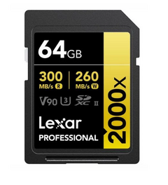 CARTÃO LEXAR SD 64GB 300MB/S V90 8K GOLD