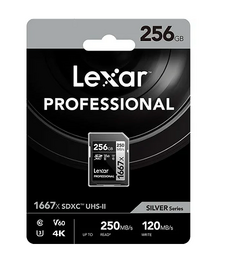 CARTÃO LEXAR SD 256GB 250MB/S V60 4K SILVER na internet