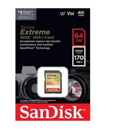 Cartão SanDisk SD 64Gb 170mb/s Extreme SDHC 4k na internet