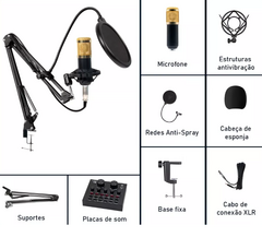 MICROFONE PODCAST KIT CONDENSADOR BM800 C/ MESA V8+ - Foto Imagem Rio