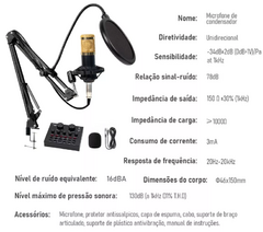 Imagem do MICROFONE PODCAST KIT CONDENSADOR BM800 C/ MESA V8+