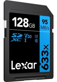 Cartão de Memória SDXC 128Gb Lexar 95mb/s 633x UHS-I V30 U3 4K-UHD PROFISSIONAL (Série BLUE) - loja online