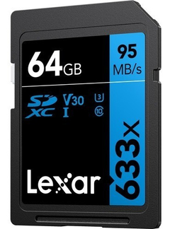 Cartão de Memória SDXC 64Gb Lexar 95mb/s 633x UHS-I V30 U3 4K-UHD PROFISSIONAL (Série BLUE) - comprar online