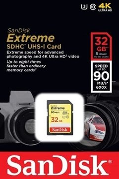 Cartão SanDisk SD 32Gb 90mb/s Extreme SDHC 4k - comprar online