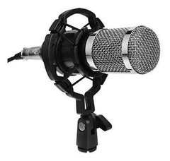 Kit Microfone Condensador Estúdio Profissional Podcast prata na internet