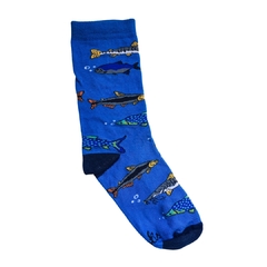 Meia Peixes de Bonito - cano médio - azul - comprar online