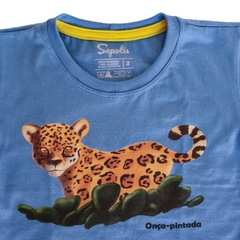 Imagem do Camiseta infantil onça-pintada azul - 100% algodão unissex