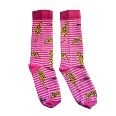 Meia Onça-pintada - cano médio - rosa - comprar online