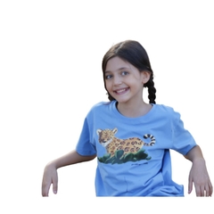 Camiseta infantil onça-pintada azul - 100% algodão unissex - comprar online