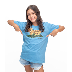Camiseta infantil onça-pintada azul - 100% algodão unissex