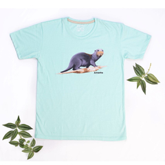 Camiseta feminina ariranha - verde-claro - 100% algodão - comprar online