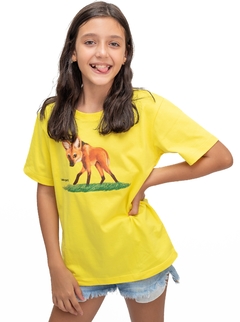 Camiseta infantil lobo-guará - amarela - 100% algodão unissex na internet