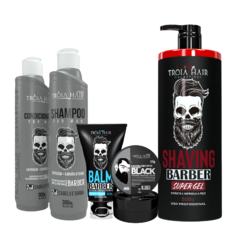 Complete Kit Barber 4Man Troia Hair (5 Items) for hair and beard - Pomade Black