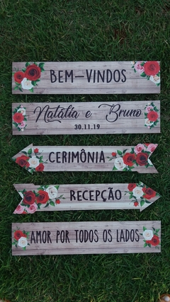 Placa indicativa rosas vermelhas Kit com 5 - comprar online