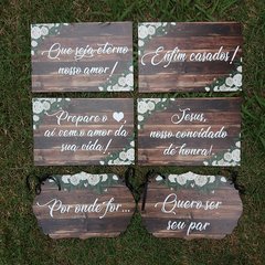 4 plaquinhas pajem + 2 cadeiras dos noivos - comprar online