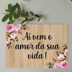 Plaquinha em MDF Floral Rosa 021