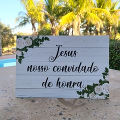 Plaquinha em MDF Rosas Brancas - comprar online