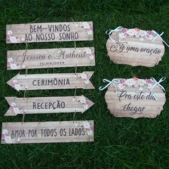 5 indicativas + 2 placas das cadeiras Rosê