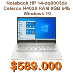 Notebook Hp 14-dq0003dx Intel Celeron N4020 RAM 8gb SSD64GB 14" Hd Windows 10 Original