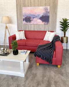 sofá cubo 3c + butacón, tap. jackard lino maui, color rojo - comprar online