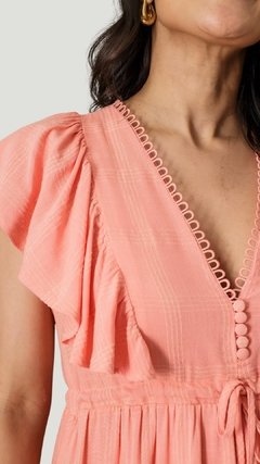 VESTIDO MIDI ISABELI COM BOTÕES FORRADO - CORAL - Helena Gregorio  - Loja online de roupas femininas