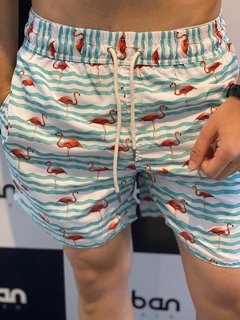Shorts Moda Praia Level's Jeans - Flamingos