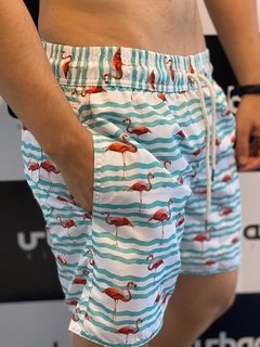 Shorts Moda Praia Level's Jeans - Flamingos - loja online