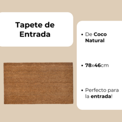 Alfombra Tapete De Entrada De Coco Natural 46x78cm - comprar online