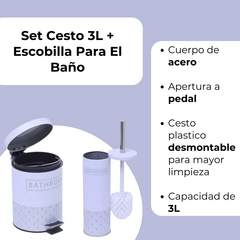 Set Cesto Tacho de Residuos 3 Lts + Escobilla De Baño - comprar online