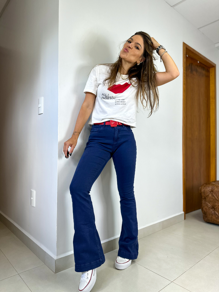 Calça flare hot sale em sarja