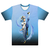 Camiseta  com qualidade Kanikoss Moda Nerd azul em tecido dry fit, estampada com a personagem Chun Li do jogo Street Fighter 6.