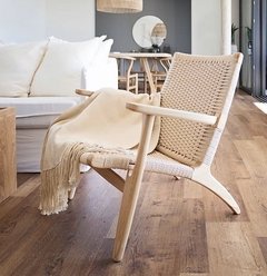 Sillón ratan trenzado patas en madera