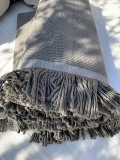 Manta tejida lana gris 1,40x1,40 - comprar online