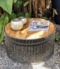 Mesa Indonesia metal y tapa de madera clara