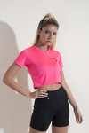 Crop Pink Fluo Manga corta